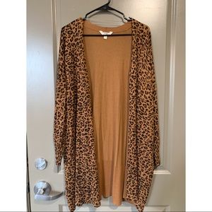 Plus size Leopard cardigan sweater